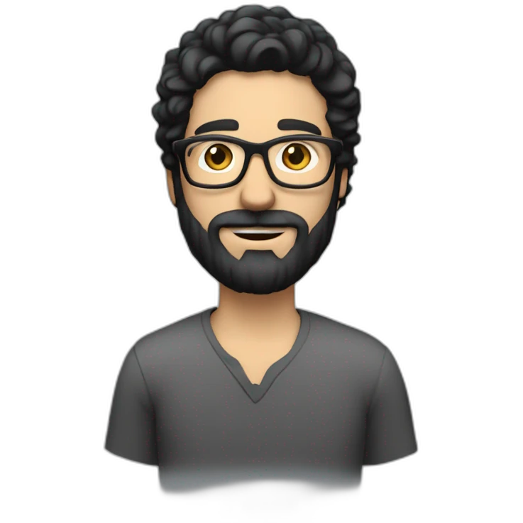 Tall white man with black thick hair a short beard wearing glasses filming someone emoji