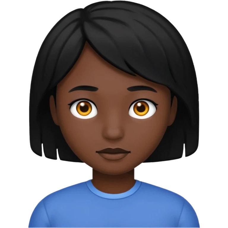 Black skin and black hair emoji