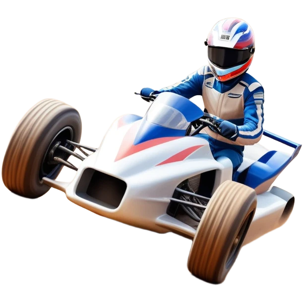 A high-speed racing car or motorcycle zooming down a track, leaving a trail of dust and excitement. The scene conveys energy and adrenaline, with blurred motion showing the speed and precision of motorsport, set against a dynamic racing track backdrop. emoji