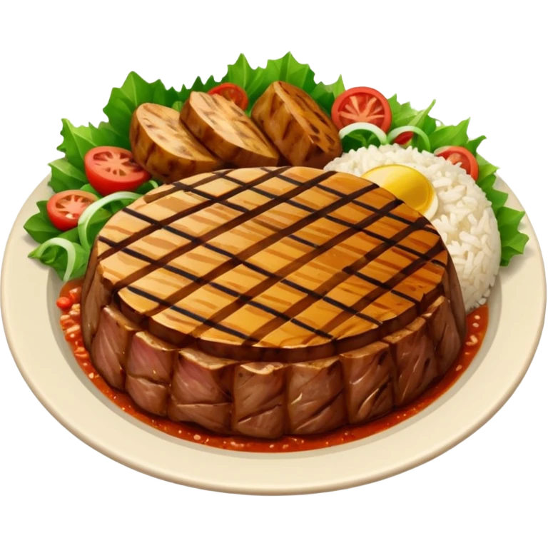 Brazilian dish with salad, rice and meat emoji