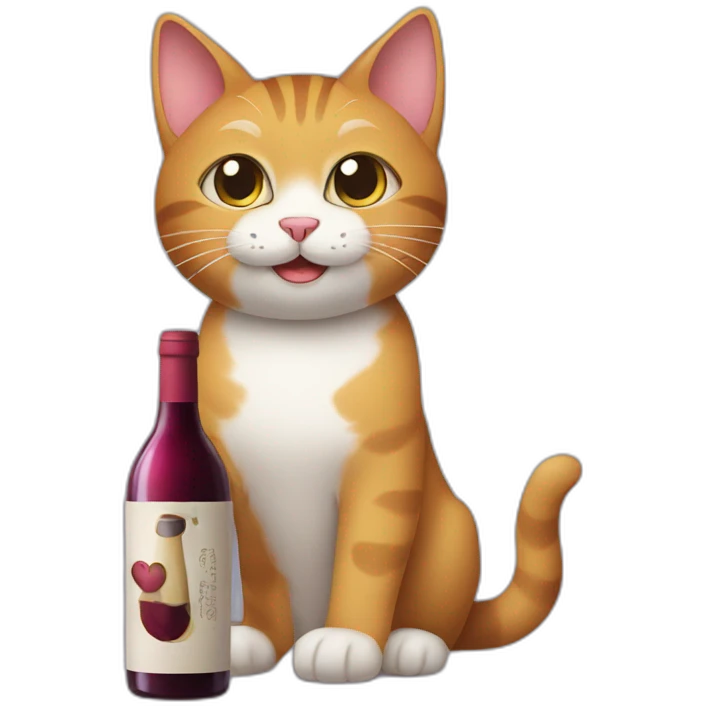 cat with wine bottle in paws emoji