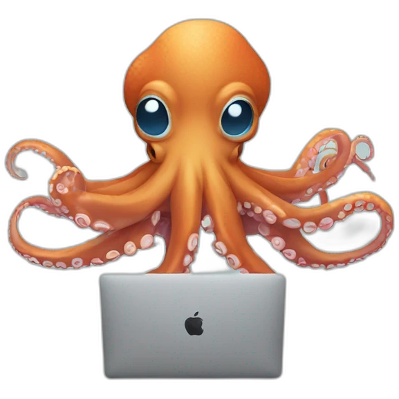 octopus with hoodie and a macbook emoji