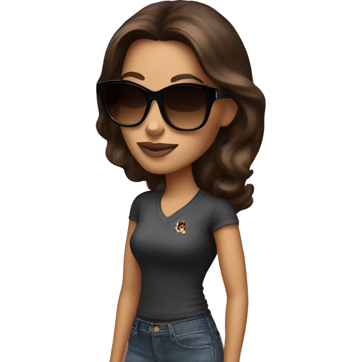 Brunette in sunglasses and leopard coach  emoji