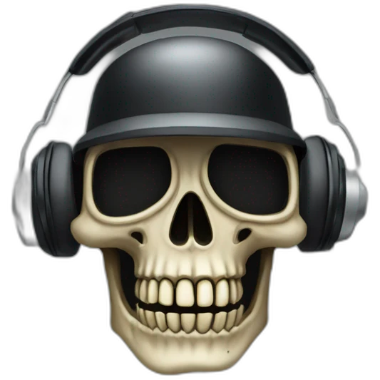 Military Skeleton mask with a long black mask underneath it and headset with a microphone emoji