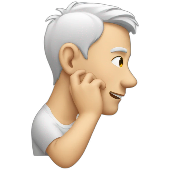 white man touch his ear emoji