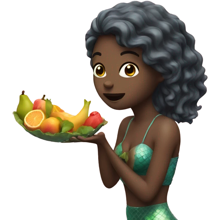 Mermaid eating fruit emoji