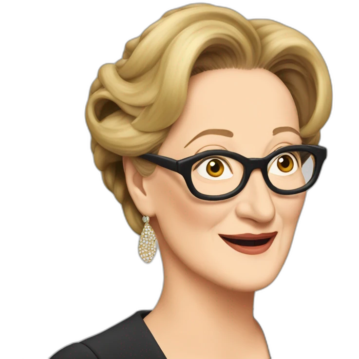 Meryl Streep listens to gossip with her big ear emoji