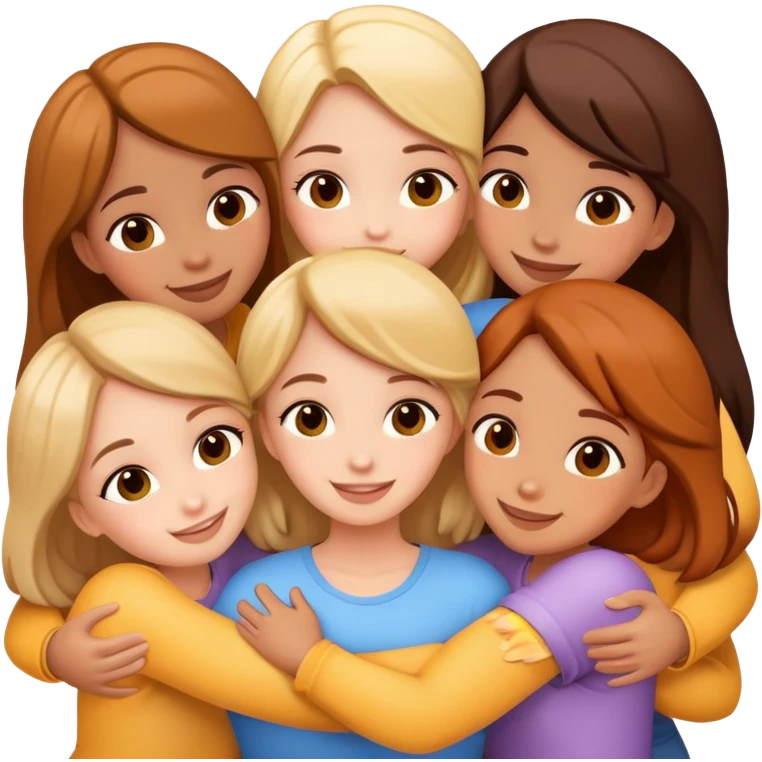 Five happy girls huggings  emoji