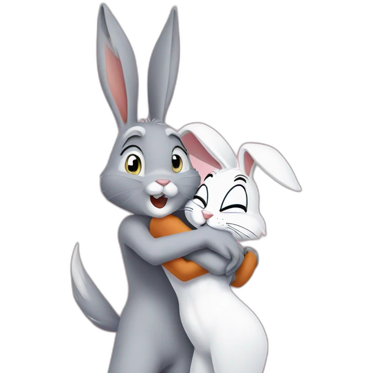Lola Bunny and Bugs Bunny hug emoji