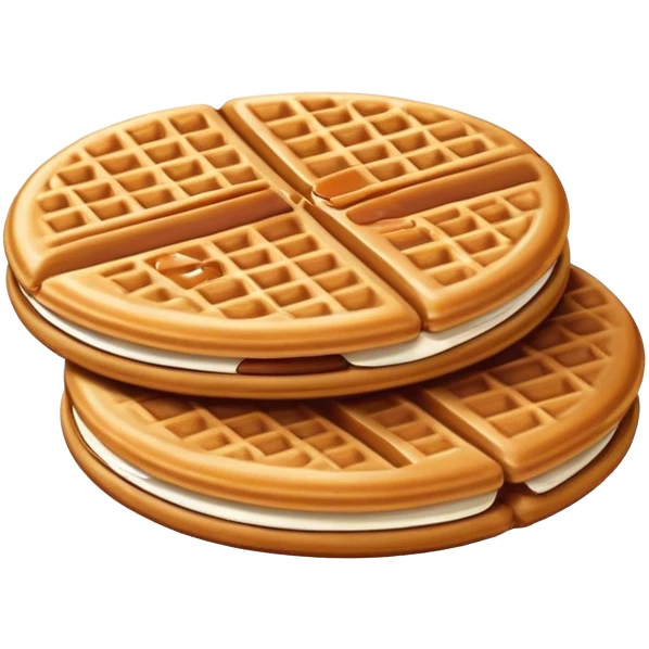 Stroopwafel Cinematic Realistic Stroopwafel Dessert Emoji, depicted as a single, flat, delicate caramel-filled waffle cookie rendered with crisp textures and warm, inviting lighting. emoji