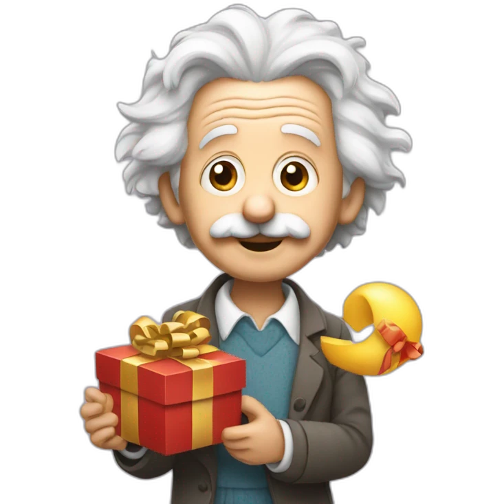 einstein holding a present emoji