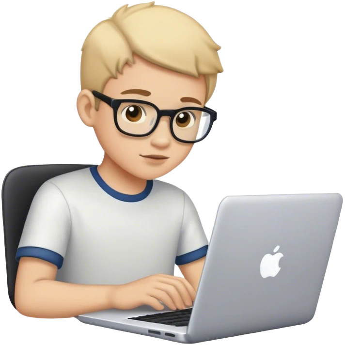 Мальчик в ноутбуке работает  emoji