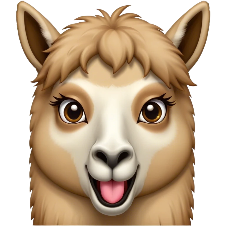 a llama with a omg face, wide eyes open , long tongue sticking out emoji