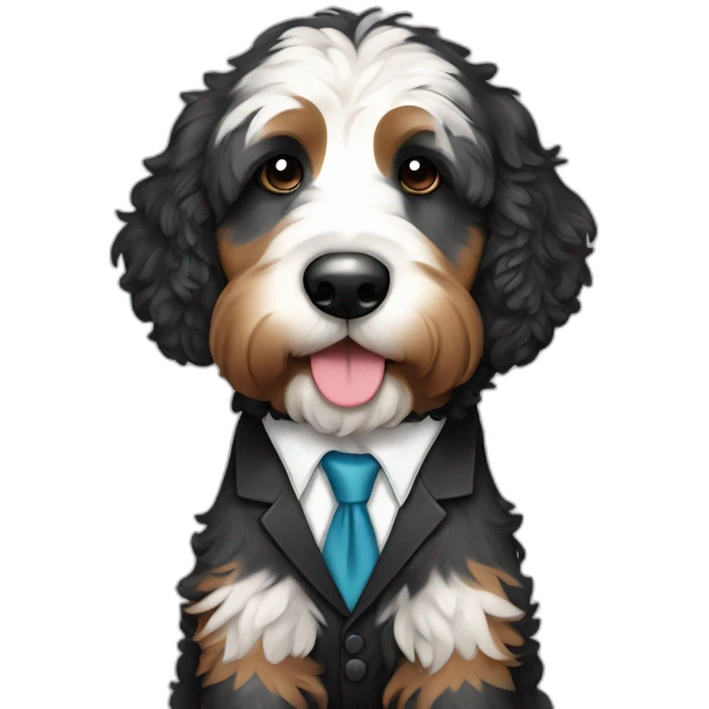 bernedoodle in a suit emoji