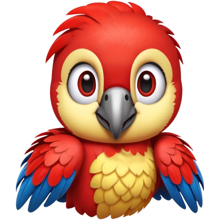 cinematic-cute-macaw-portrait-emoji,-head-tilted-playfully-and-inquisitively,-with-a-dazzling-red-plumage-and-round,-sparkling-eyes-filled-with-charm,-simplified-yet-irresistibly-adorable-features,-highly-detailed emoji