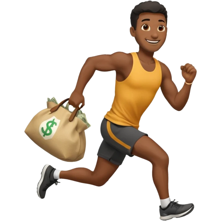 Black Man running with moneybag emoji