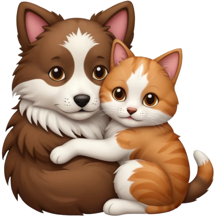 dog hug cat emoji