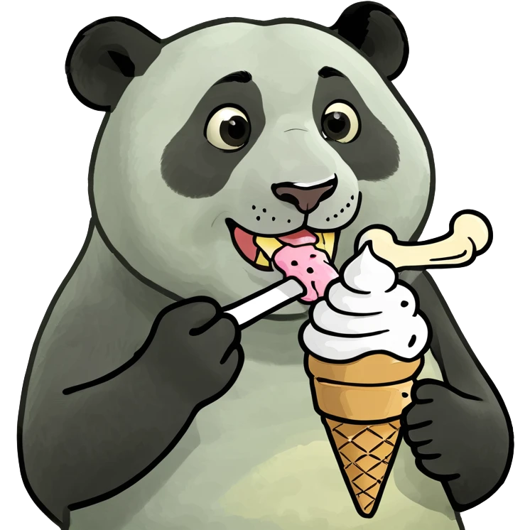 Panda eating ice cream emoji