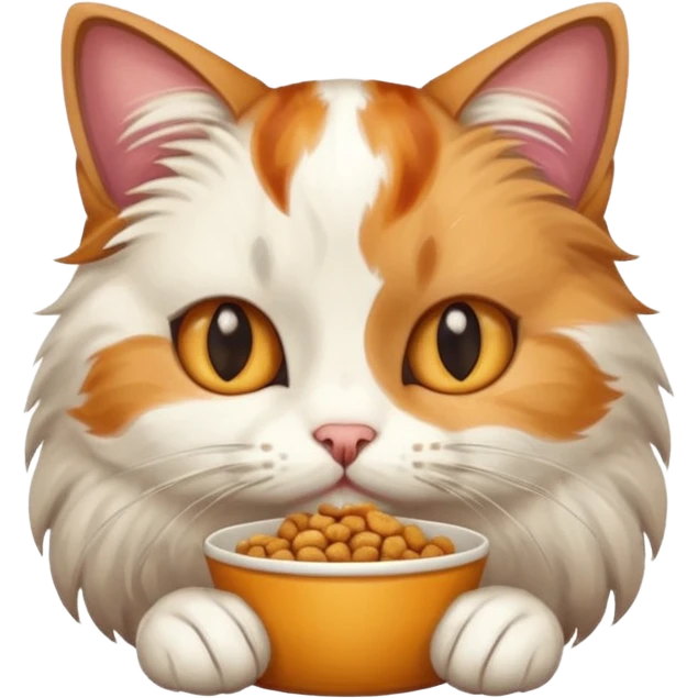 Кот кушает еду ￼ emoji