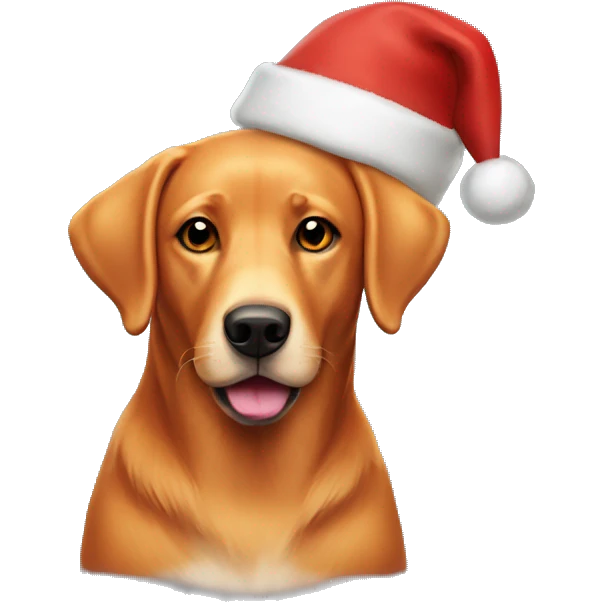 A fox red labrador who wears a christmas cap emoji