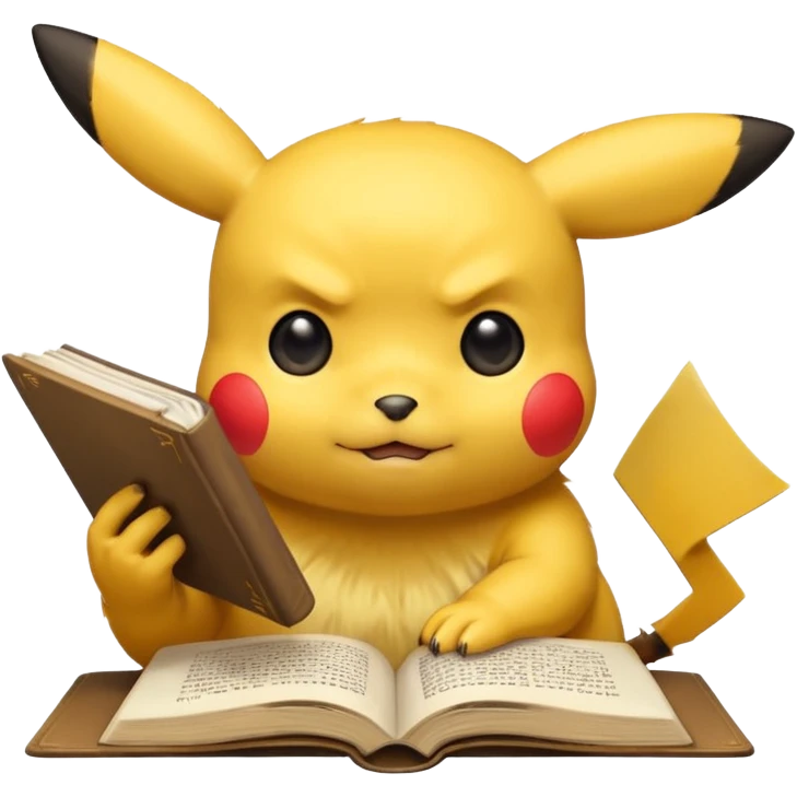 pikachu studying looking into book sweating emoji