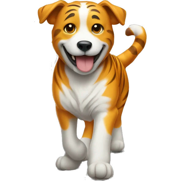✍️ dog is walking on the road wearing tiger shoes emoji