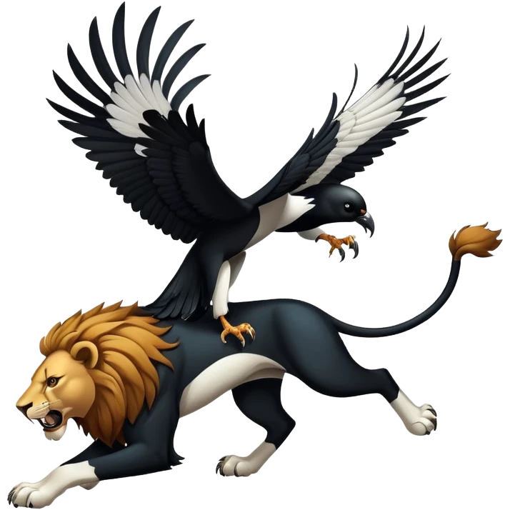 Magpie attacking lion emoji