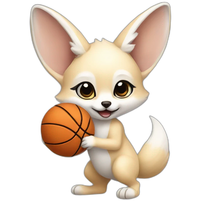 White fennec baby play basketball emoji