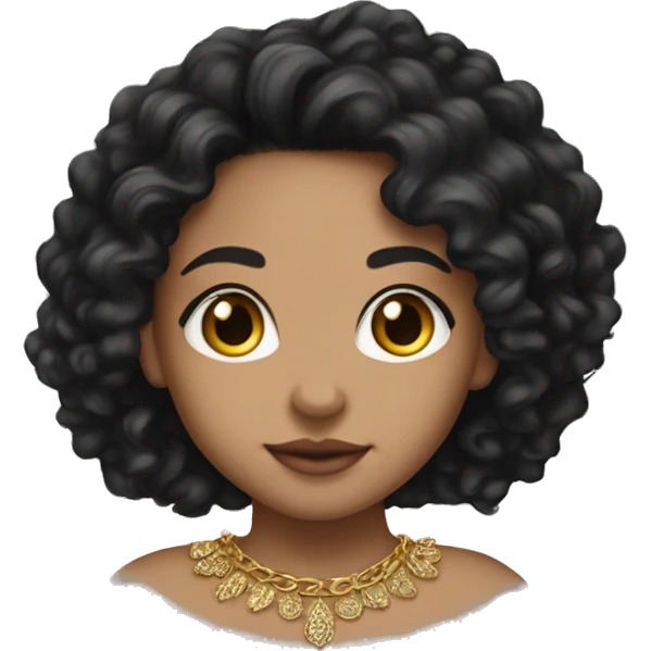 lightskin girl long black curly hair gold jewlery emoji