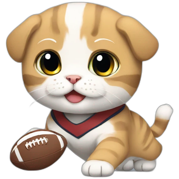 scottish fold playing rugby emoji