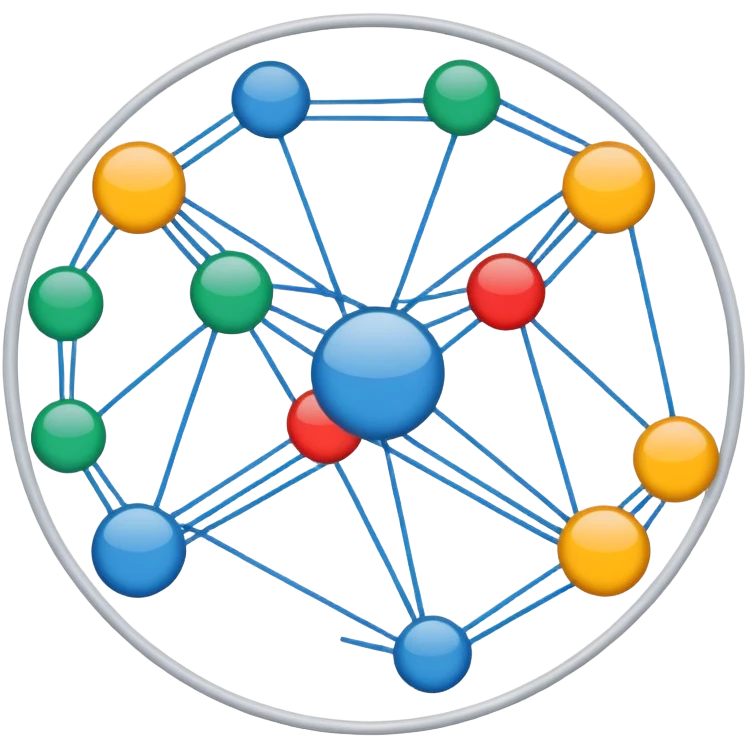 circular network with nodes as boxes at intersections emoji