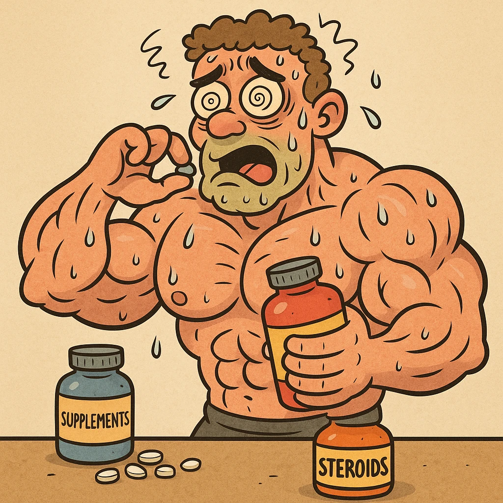  bodybuilder che fa dosaggi a caso, e quindi sta male emoji