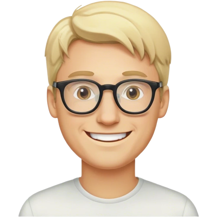 smiling blonde man with glasses emoji