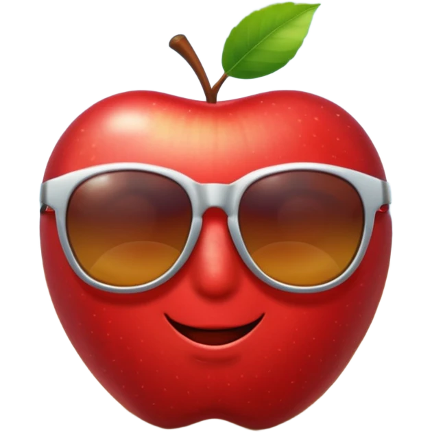 apple style emoji for summer season, sunny beach, sea, sunglasses emoji