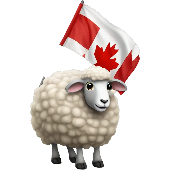 Sheep waving a Canadian flag emoji
