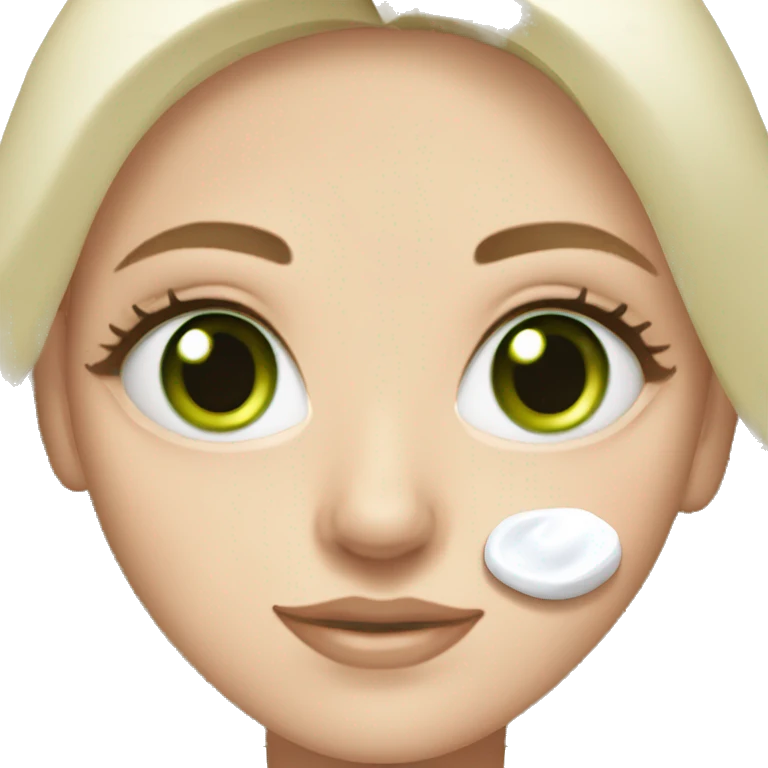 White girl green eyes applying face cream  emoji