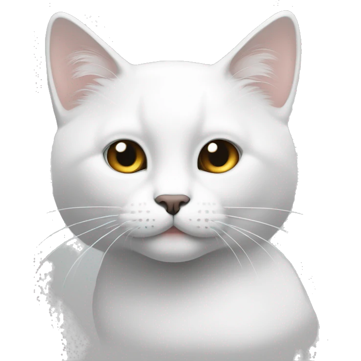 Gato blanco y en la cabesa una mancha color negro emoji