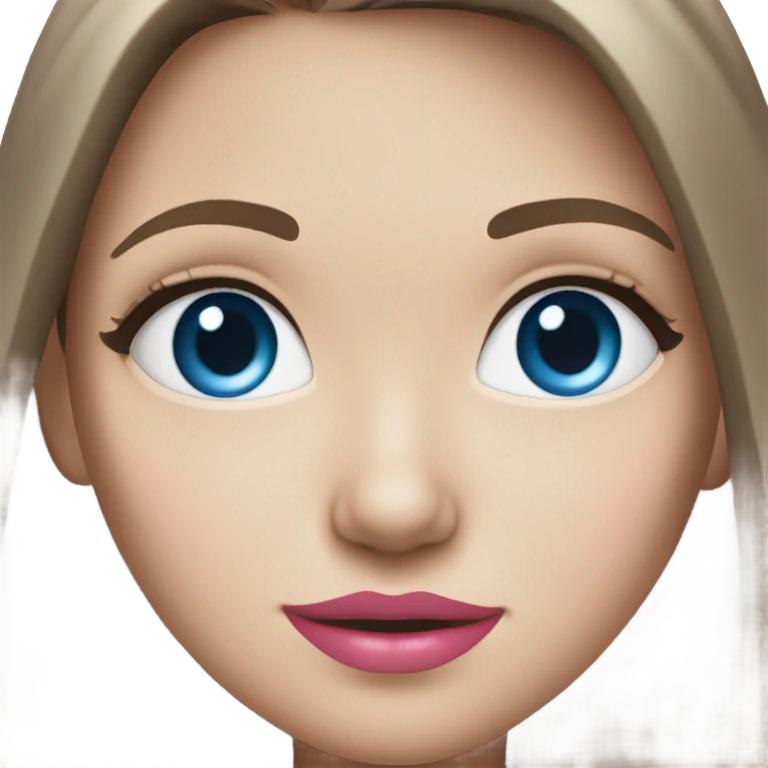 White girl with long brown hair and blue eyes and pink lips  emoji