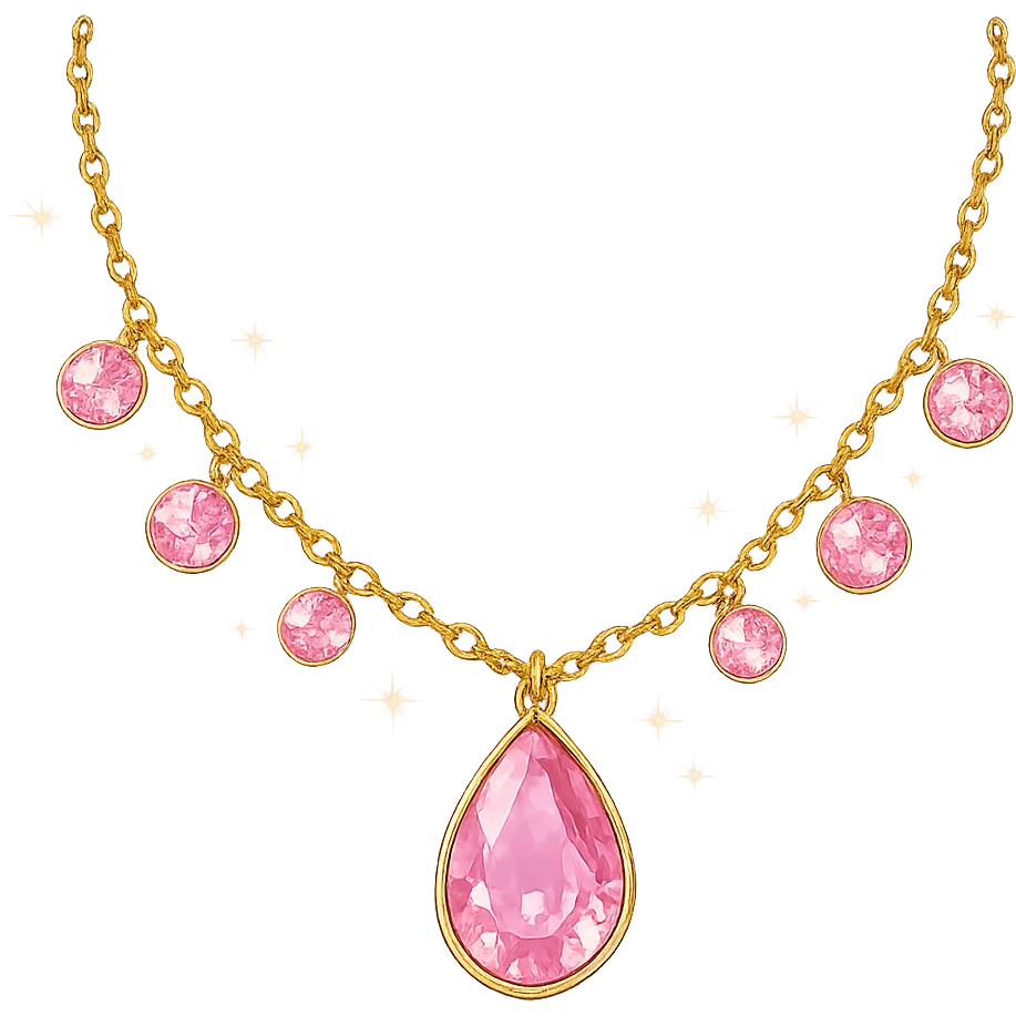 girly sparkling necklace, pink, no background emoji