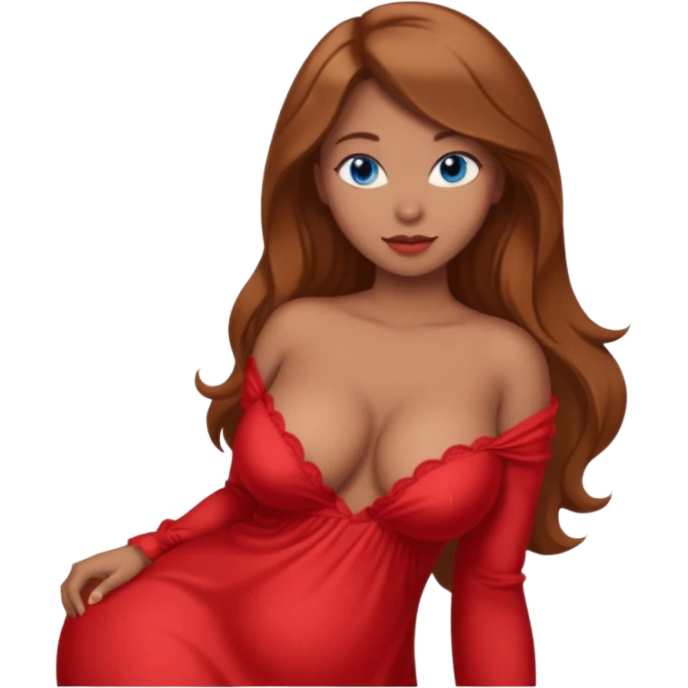 Topless Red nightgown Lingerie curvy big ass light brown hair blue eyes emoji
