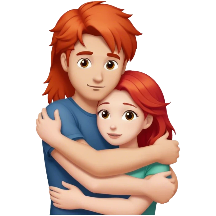 red-haired guy hugs a fair-haired girl emoji