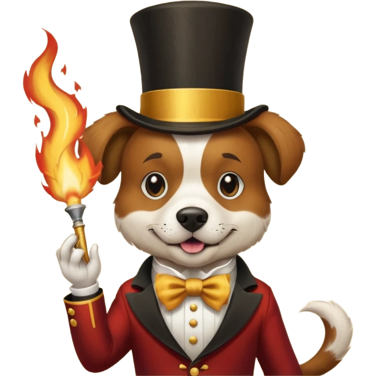 dog vintage-circus-performer-spitting-fire emoji