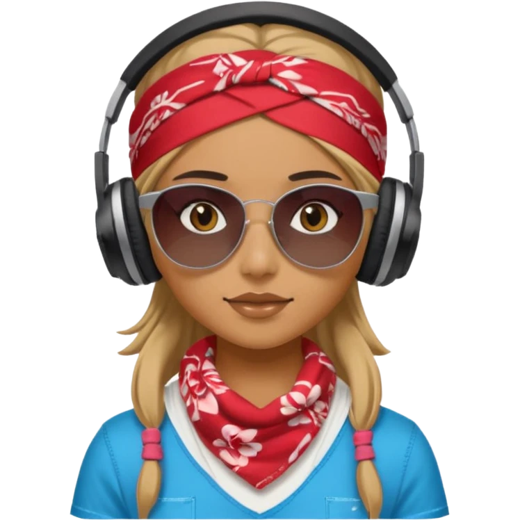 girl with shades, headphones and bandana emoji