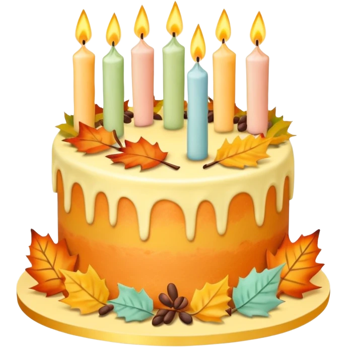 Fall themed pastel birthday cake with candles  emoji
