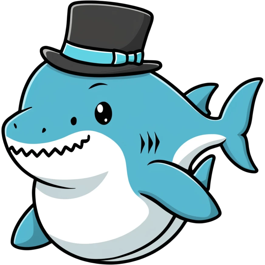 Shark with a top hat emoji