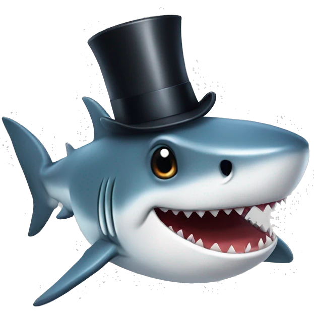 Shark with a top hat emoji