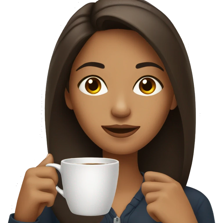 brunette woman drinking coffee emoji