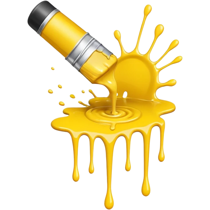 paint splatter, spilled paint, yellow color. emoji