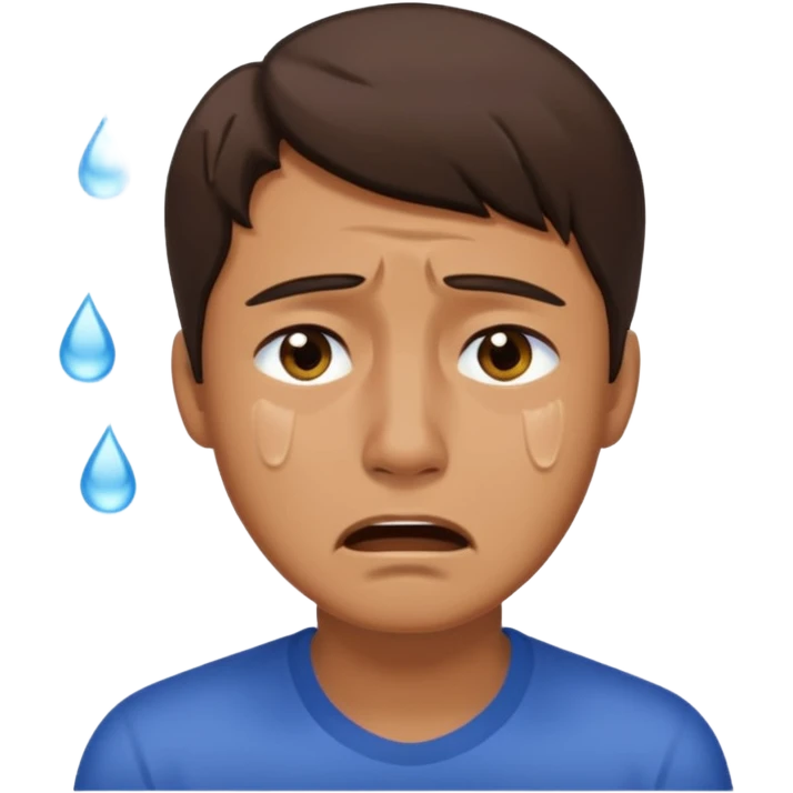 White tan, brunette,man crying profusely emoji