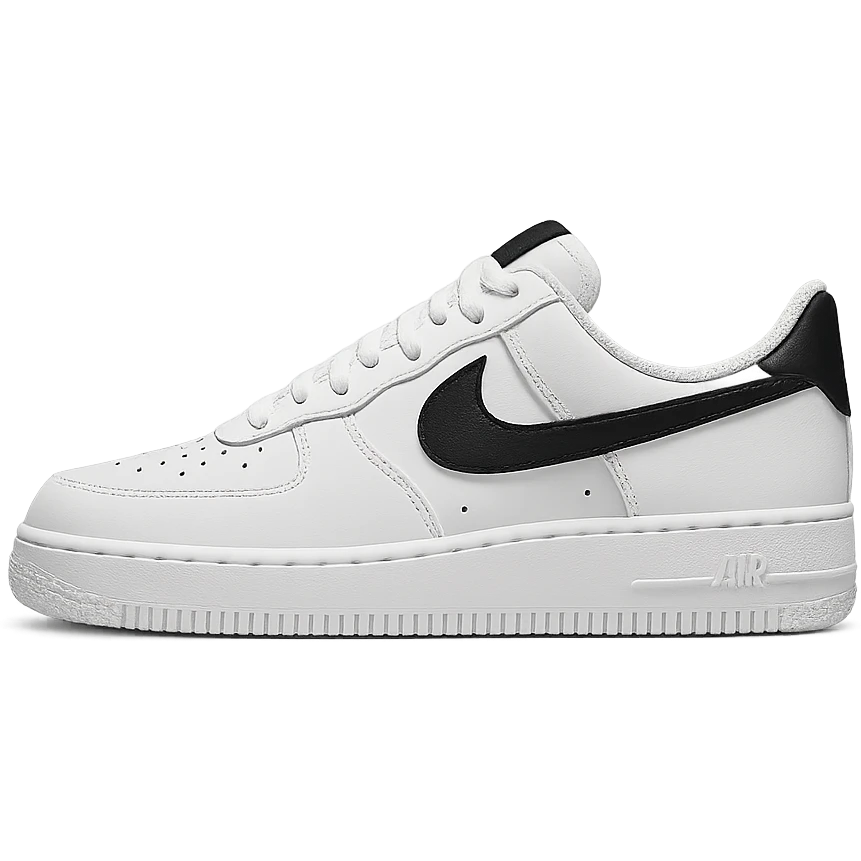 Nike sneaker, classic style, white and black colorway, side view, minimal background emoji